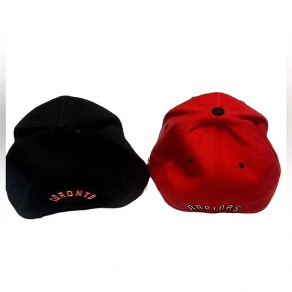 Vintage 2 x Toronto Raptor red black athletic SnapBack fitted baseball hat S/M - Picture 3 of 7